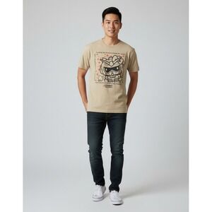 Gundam x Hello Kitty Tee Adult L Tan Kawaii Collab Anime Cutecore Kidcore Sanrio